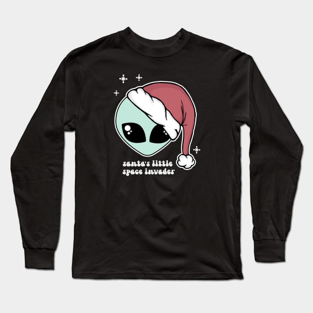 Santa's Little Space Invader Long Sleeve T-Shirt by Sasyall